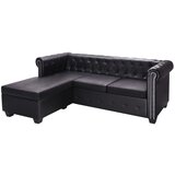  Chesterfield sofa od umjetne kože u obliku L crna | shoptok.hr