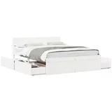 vidaXL Okvir kreveta s ladicama bijeli 160x200 cm od masivne borovine