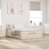  Otomanski krevet s madracem krem 140x190cm od tkanine | shoptok.hr