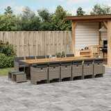 The Living Store Vrtna jedilna garnitura 17-delna z blazinami siv poli ratan - Vrtna Jedilna Garnitura, (21460420) | Shoptok.si