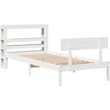 vidaXL Posteljni okvir z vzglavjem bel 90x190 cm trdna borovina, (21292517) | Shoptok.si