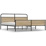 Metalni Kovinski posteljni okvir brez vzmetnice dimljen hrast 183x213cm, (21607371) | Shoptok.si