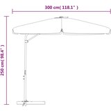  Vrtni suncobran s čeličnim stupom 300 cm crni | shoptok.hr
