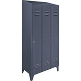 Wolf Jeklena omara s poševno streho, predelki v višini omare, skupna širina 900 mm, 3 predelki, modro siva RAL 7031 | Shoptok.si