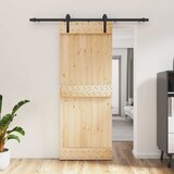  Klizna vrata Prirodna i crna 80 x 210 cm Čvrsta borovina | shoptok.hr