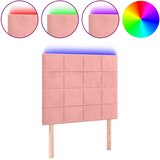  LED uzglavlje ružičasto 100x5x118/128 cm baršunasto | shoptok.hr