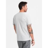 Ombre Men's T-shirt with contrasting inserts and crew neckline - light grey | Eponuda.ba