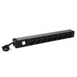 PDU 19'' 8 outlets German standard with luminous switch, 3m power supply cord with 16A