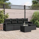 vidaXL 6-dijelni set vrtnih sofa s jastucima crni od poliratana | shoptok.hr