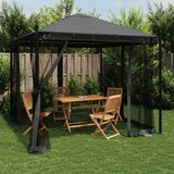 vidaXL Paviljon z mrežastimi stenami antracit 2,93x2,93 m jeklo | Shoptok.si