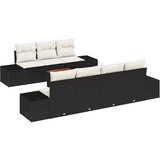 vidaXL 8-dijelni vrtni sofa set s jastučićima crni poli ratan akacija | shoptok.hr