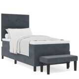 vidaXL Box Spring postelja z ležiščem in klopjo temno siva 80x200 cm žamet | Shoptok.si