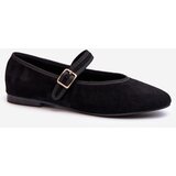 Boto Black Eco-Suede Ballerina Flats with Buckle Anlofi | shoptok.hr