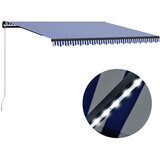 vidaXL Ročno zložljiva tenda LED 450x300 cm modra in bela Cene