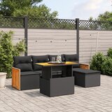 Maison Chic Seti vrtnega pohištva - Vrtna garnitura - Vrtni pohištvo set 6-delna z blazinami črna poli ratan, (21804705) | Shoptok.si