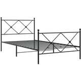 vidaXL Kovinski posteljni okvir z vzglavjem in vznožjem črn 107x203 cm, (21128219) | Shoptok.si
