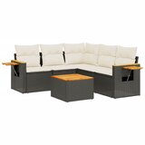  6-dijelni set vrtnih sofa s jastucima crni od poliratana | shoptok.hr