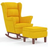 The Living Store Gugalni stol z lesenimi nogami in stolčkom rumen žamet - Gugalni Stol S Stolčkom, (21420574) | Shoptok.si
