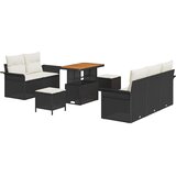  Sjedeća garnitura za vrt 8 kom. 7-Broj sjedala Crna i Krema 90 x 55 x 71 cm | Shoptok.si