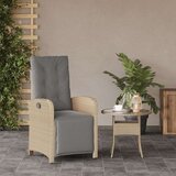 vidaXL Vrtni naslanjač z naslonom za noge bež poli ratan | Shoptok.si