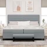  Posteljni okvir z vzmetnico Set 2 Siva Tkanina 200 x 200 cm, (22067449) | Shoptok.si