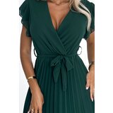 numoco basic Chiffon pleated dress with a neckline and ruffles Numoco | Shoptok.si