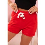 Kesi Women's cotton shorts with elastic and tie at the waist red | Shoptok.si
