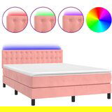 The Living Store Box spring postelja z vzmetnico LED roza 80x200 cm žamet - Box Spring Postelja, (21492867) | Shoptok.si