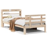 vidaXL Posteljni okvir z vzglavjem bel 75x190 cm trdna borovina Cene