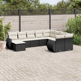  10-dijelni set vrtnih sofa s jastucima crni od poliratana | shoptok.hr