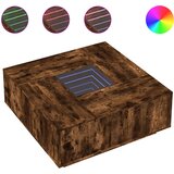 vidaXL Klubska mizica z neskončnimi LED dimljen hrast 100x100x40 cm, (21323867) Cene