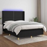 Krevet box spring s madracem LED crni 140x200 cm od tkanine | Eponuda.ba