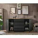 home24 ŠIROKA KOMODA, črna, barve hrasta | Shoptok.si
