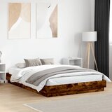  Okvir kreveta s LED svjetlima dimljena boja hrasta 160 x 200 cm | shoptok.hr