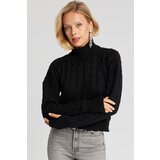 Cool & Sexy Women's Black Gloves Knitwear Sweater MIW1318 Cene