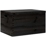  Drvena kutija poklopcem ručkama crna 40x30x23 cm puno drvo bor | shoptok.hr