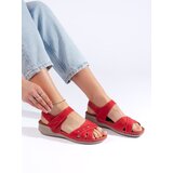 Shelvt Lightweight red women's platform sandals | Shoptok.si