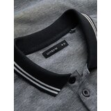 Ombre Men's melange polo shirt with striped collar - black melange | Shoptok.si