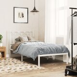 Maison Chic Kovinski Posteljni okvir - Enojna postelja - Postelja za odrasle z vzglavjem bel 90x200 cm, (21694198) | Shoptok.si