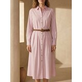 Sinsay Košulja midi haljina s pletenim remenom u vertikalnim prugama | shoptok.hr