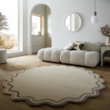 Flair Rugs Ročno tkana volnena okrogla preproga v naravni barvi ø 180 cm Leo Scallop – | Shoptok.si