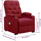  Masažna fotelja na podizanje od tkanine crvena boja vina | shoptok.hr