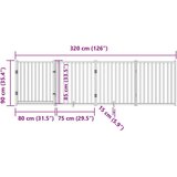 vidaXL Ograda za pse z vrati zložljiva 4 paneli bela 320 cm jelka | Shoptok.si