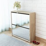 vidaXL Omarica za čevlje 2 nadstropna z ogledalom hrast 63x17x67 cm Cene