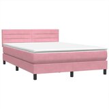  Krevet s oprugama i madracem ružičasti 140x210 cm baršunasti | shoptok.hr