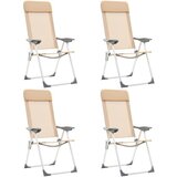  Zložljivi stoli za kampiranje 4 kosi krem aluminij | Shoptok.si