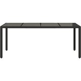  Vrtni stol sa staklenom pločom crni 190x90x75 cm od poliratana | shoptok.hr