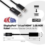 Club3d DisplayPort Priključni kabel [1x Muški konektor DisplayPort - 1x Muški konektor HDMI] 2 m Srebrna | Eponuda.ba