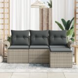 vidaXL set od 4 dijela vrtnih kauča s jastučićima svijetlosivi poli ratan, 2-sjedni vrtni kauč s pohranom i jastučićima svijetlosivi poli ratan | shoptok.hr