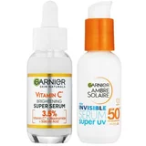 Garnier Skin Naturals Vitamin C Brightening Super Serum Set serum za lice 30 ml + proizvod za zaštitu lica od sunca 30 ml za ženske